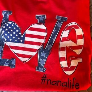 Gildan Red Patriotic Love Kids ( Nana Life ) short sleeve Tee